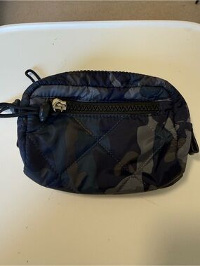 Quilted navy Camo Cosmetic Pouch by Sandra Roberts “ squared”